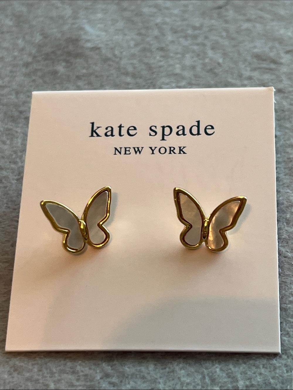 kate spade Gold & White Butterfly Stud Earrings